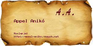 Appel Anikó névjegykártya